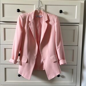 JustFab Women’s Pastel Pink Blazer Jacket w/ Shoulder Pads - Size Medium